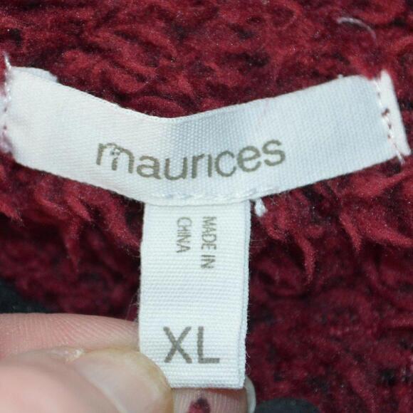 Maurices Burgandy Quilted Front Snap Sherpa Pullover Size XL - Picture 4 of 5